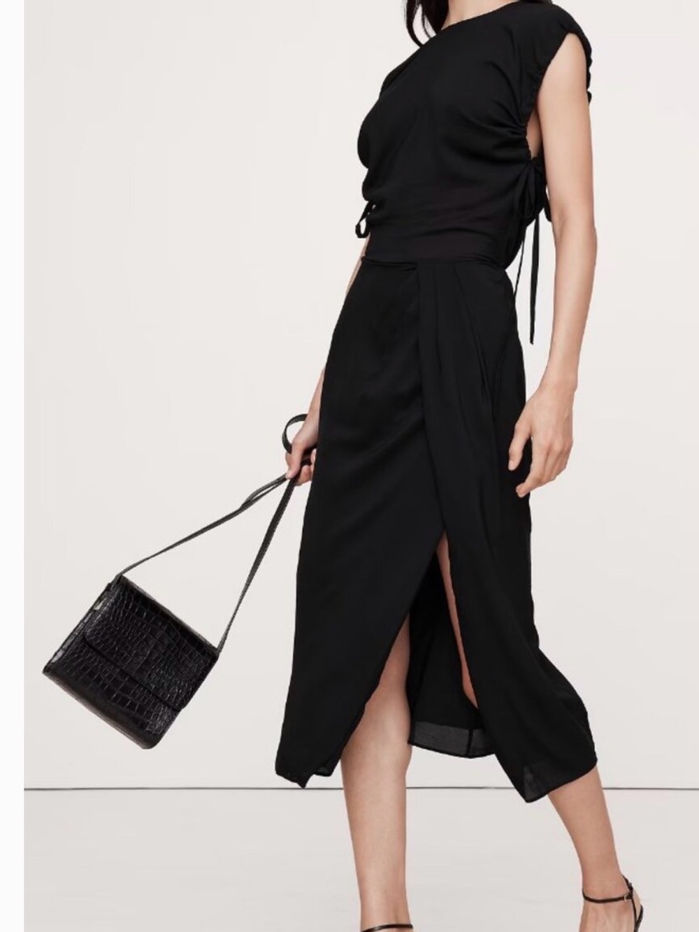 Banana Republic Stretch Crepe Open Back Midi Dress